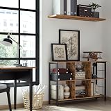 VASAGLE Industrial Bookshelf 6 Compartments Rustic Brown Black 120x33x80 cm view 4