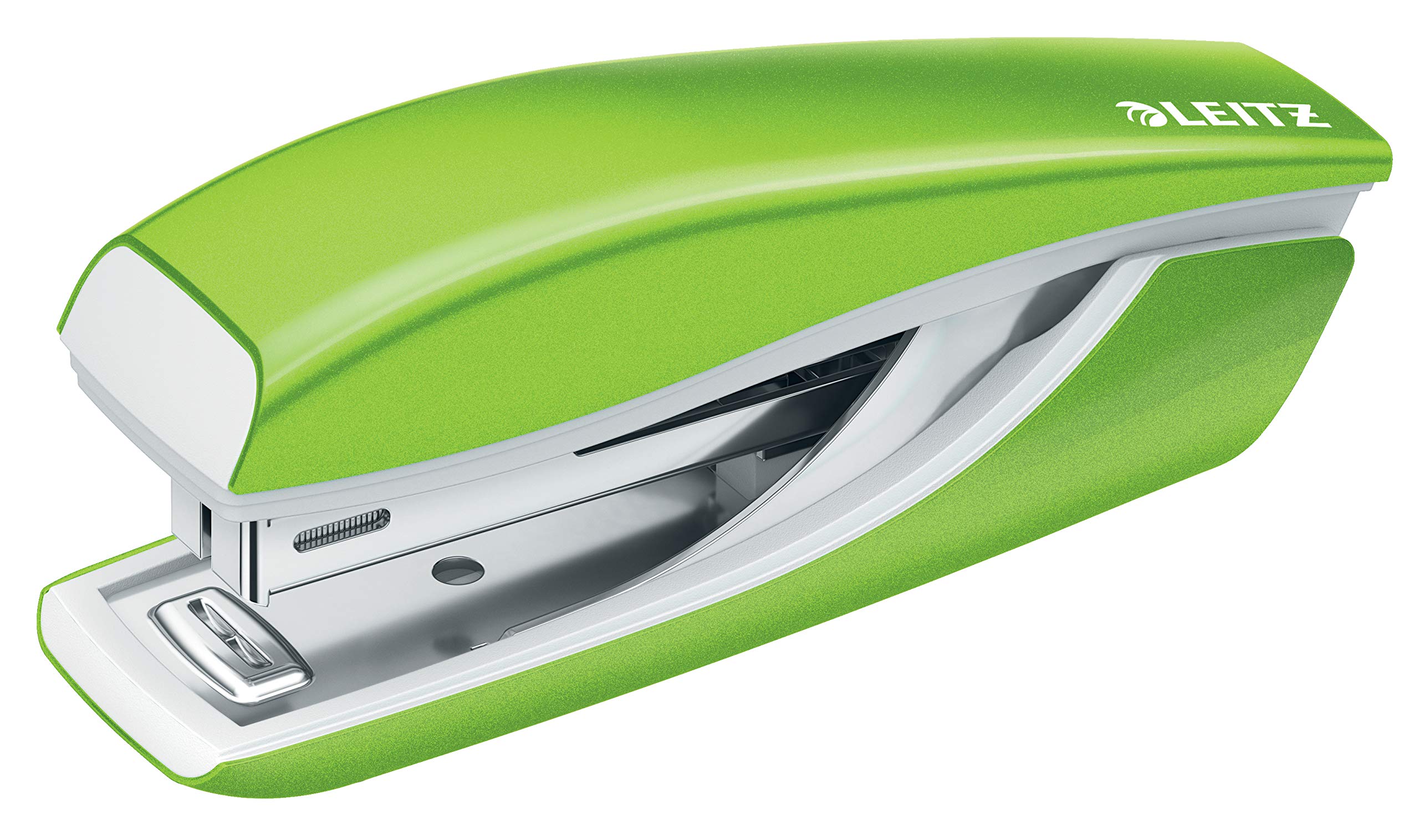Leitz 55022054 Mini Stapler, 10 Sheet Capacity, Ergonomic Metal Body, Includes Staples, WOW Range, Green