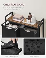 VASAGLE 2 Compartments Laundry Basket with Shelves Brown/Black Oxford Cloth view 4