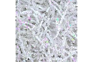 Corlcol 1LB Iridescent Crinkle Cut Paper Shred Filler for Gift Box Bag and Basket On Holidays(Diamond White)