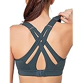 Yvette Sports Bra High Impact Adjustable Criss Cross Back, Full Support for Large Bust No Bounce