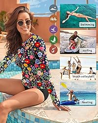 WOWENY Women Rash Guard Long Sleeve Swim Shirts UPF