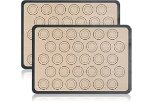 Luckyiren 2-Pack Baking Mat with Circles – Silicone Macaron & Cookie Sheet Liners, Non-Stick BPA-Free Reusable Silicone Mats 