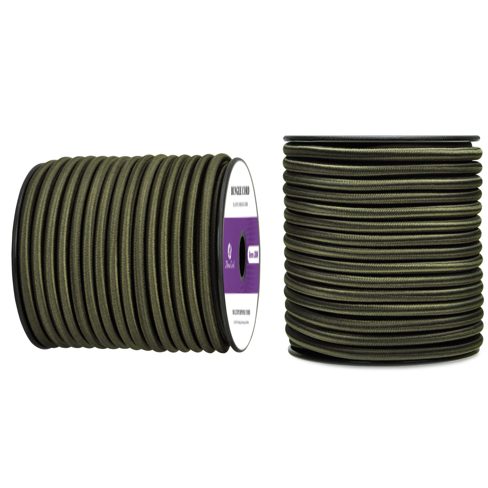 Abma Cord Bungee Cord 6mm 20M Elastic Shock Cord 100% Stretch Elastic Bungee Rope for Tarpaulin, Trailer, Backpack, Tent Pole, Kayak - Army Green — image 1