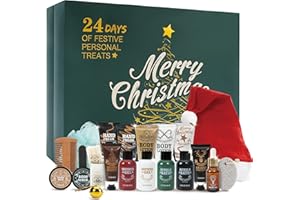 BODY & EARTH 2025 Advent Calendar for Men Christmas Holiday Gifts 24 Days of Countdown Calendar, Advent Beauty Calendar 2025 Adult 24PCS Beard Care Grooming Set Mens with Sandalwood & Cedar Beard Oil