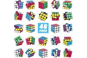 ASONA 48Pcs Mini Cubes Bulk, Holographic Puzzle Cubes Birthday Party Favors, 1.18in 3×3×3 Cube Set, Stress Relief Toys, Party