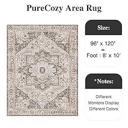 PureCozy Vintage Area Rug 8x10 Bedroom Rug Brown