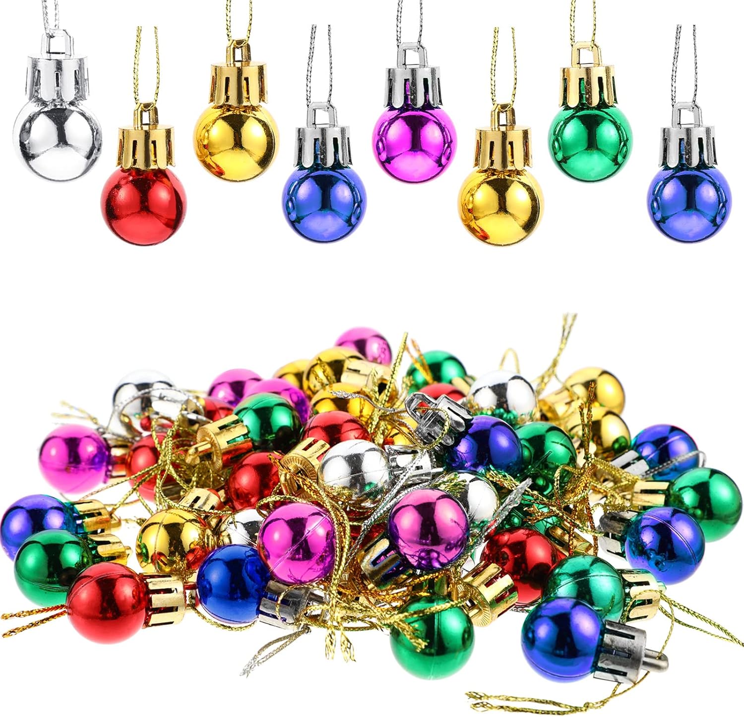 Ornaments - 96 Pieces Christmas Balls Xmas Tree Ornaments Balls Exquisite Colorful Ball Decoration Pendant for Holiday Party Decor (Multicolor,0.79 Inch)