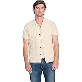 GUESS Mens Short Sleeve Wesley Crochet Resort Shirt