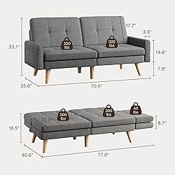 Gizoon Futon Sofa Bed, 70.9" Futon Couch with
