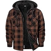 Dekomere Men's Thick Fleece Plaid Jacket Flannel Shirts Sherpa Lined Full Zip Up Hoodie Winter Coat with Pockets
