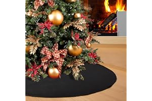 SevenFish Black Christmas Tree Skirt 36 inches Small Double Layers Soft Burlap Tree Skirt for Christmas Halloween Holiday Home Decorations