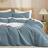 PHF Waffle Duvet Cover Set Queen Size, No Snagging Ultra Soft Luxury Textured Breathable Comforter Cover for All Season 3pcs, Durable Bedding Duvet Set with 2 Pillow Shams, 90"x90", Stormy Blue