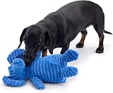 Zappi Co Blue Elephant Plush Dog Toy with Squeaker – Corduroy, Squeaky view 8