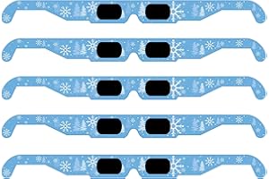 GSM Brands Christmas 3D Glasses - Holiday Specs Transform Lights into Magical Snowflake Image (5 Pack)