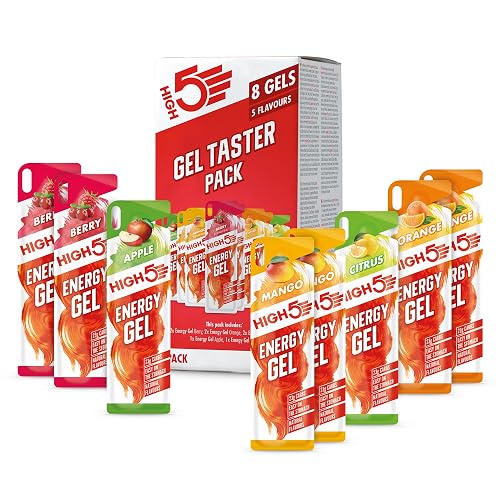 HIGH5 Energy Gel Pack - Running Gel for Quick Energy Release - Natural Fruit Juice & Caffeine-Free - On-the-Go Sports Nutrition for Runners, Cyclists & Endurance Training (Assorted Flavours, 8 x 40g)
