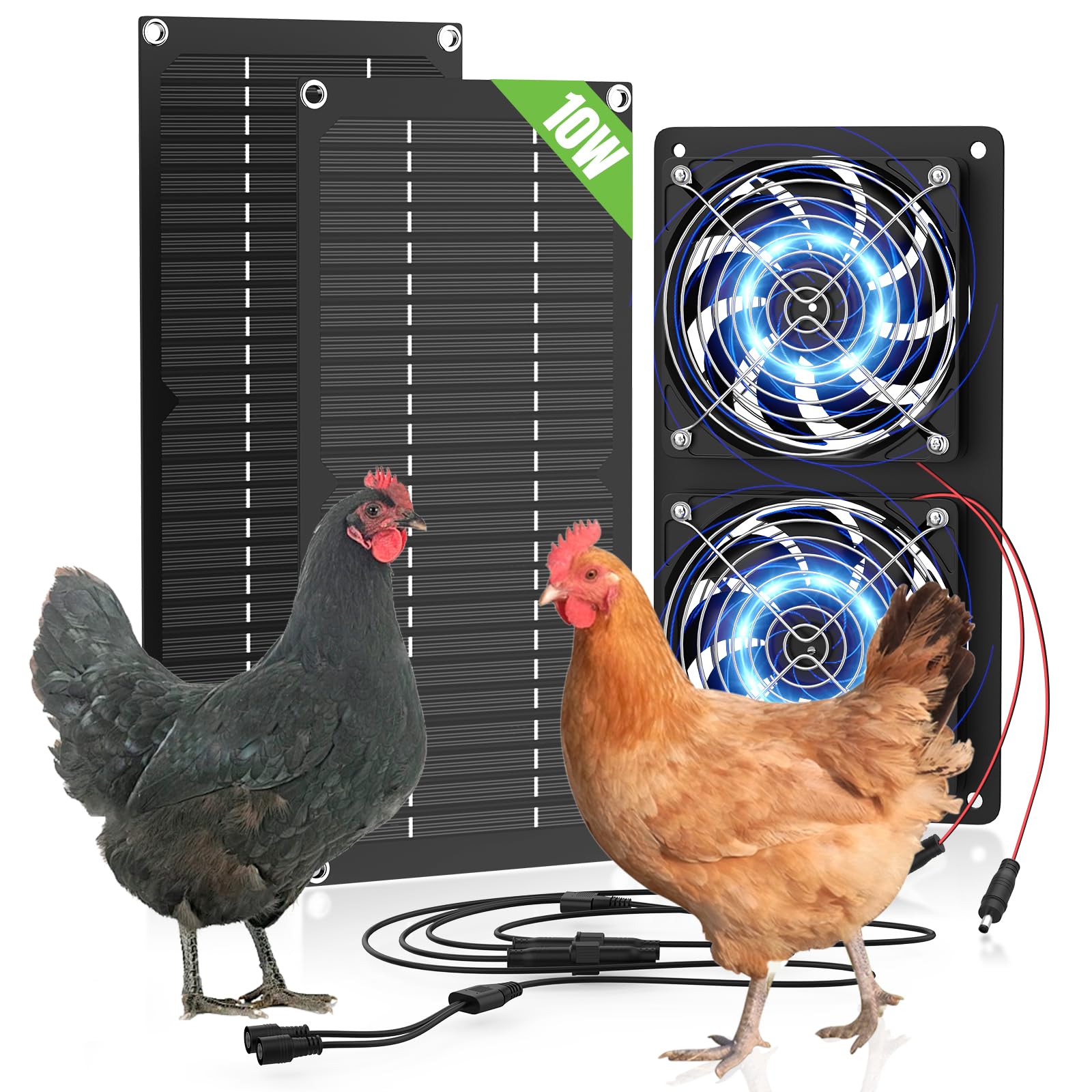 FAMIROSA Solar Powered Fan for Chicken Coop, 20W Solar Exhaust Fan with ...