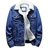 Omoone Men's Lapel Sherpa Fleece Lined Thicken Denim Jean Trucker Jacket Coats