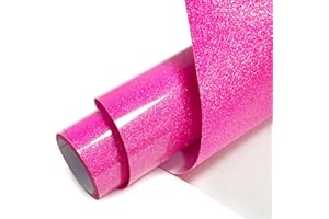MerryMade Hot Pink Glitter Heat Transfer Vinyl 12" x 5 ft HTV for Shirts, Glitter HTV for All Cutter Machine - Easy to Cut & Weed for Heat Vinyl Design (Neon Pink)