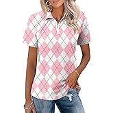 LOMON Womens Golf Polo Shirts Summer Short Sleeve 1/4 Zip Tops Moisture Wicking Casual Tennis Activewear with Pockets
