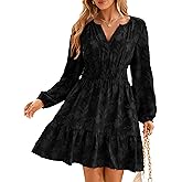 BerryGo Womens Long Sleeve Mini Dress Casual A Line Flowy Loose Vacation Party Babydoll Fall Short Dresses with Pocket