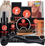 Sminiker Beard Grooming Kit with Oil Balm Wash Brush Comb Scissors view 8