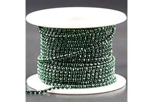 Rytenz 10 Yards 2 MM Rhinestone Chain Trim Crystal Rhinestone Close Chain Trim Shiny Rhinestone Chain for Sewing Crafts, DIY Decoration, Jewelry, Clothing, Shoes (Dark Green)