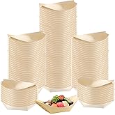 500 Pcs Mini Wood Boat Plates, 4 Inch Disposable Bamboo Appetizer Trays, Biodegradable Tasting Dishes for Sushi, Charcuterie