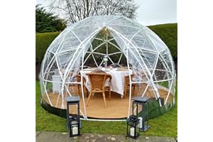 CZGBRO Garden Igloo Dome, 12FT Bubble Tent Garden Dome Tent with PVC Cover and Garden Dome Mesh, 5-7 Person All Year Use Geodesic Dome Tent for Sunbubble, Backyard, Outdoor Winter, Party