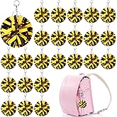 Youdaju 24Pcs Cheer Pom Pom Keychain Cheering Keyring Charm Foil Keychain Cheerleader Gift Plastic Pom Cheer Camp Gift