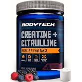 BodyTech Creatine &amp; Citrulline Powder, Berry Burst, 14.39 Oz, 30 Servings | Creatine Monohydrate &amp; L Citrulline Blend Blend to Support Strength, Performance, Energy, Endurance and Training Consistency