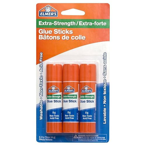 Elmer's Extra-Strength Glue Sticks, Washable and Non-Toxic, 8 g, 3 Count