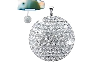 Bling Car Accessories - Elegant 1.37" Crystal Ball Rear View Mirror Charm with Hand-Set Sparkling Rhinestone and 17.7" Long C