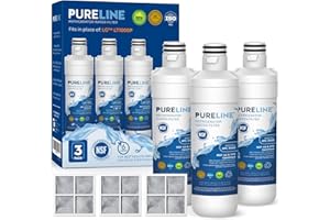 Pureline LT1000PC Refrigerator Water Filter Replacement for LG LT1000P, ADQ747935, MDJ64844601, Kenmore 46-9980 and LT120F air filter (3 Pack)