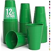 Exquisite Party Solids 12 Oz Green Plastic Cups For Party Supplies 50 Pack | Green Disposable Cups Plastic | Disposable Drinkware For Parties, Events & Everyday