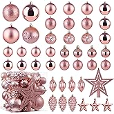 Christmas Ball Ornaments - 43pcs Shatterproof Christmas Tree Decorative Hanging Ornaments with Loop for Xmas Holiday Party Wreath Home Decoration (Rose Gold)