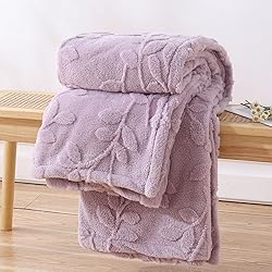 PU MEI Purple Flannel Fleece Throw Blanket for