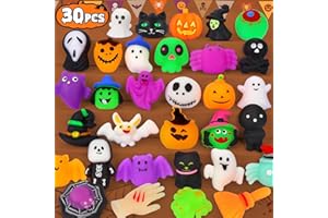 OCATO 30Pcs Halloween Mochi Squishy Toys Halloween Party Favors for Kids Halloweens Toys for Trick or Treat Bulk Non Candy Halloweens Treats Gift Goodie Bags Fillers Party Supplies for Kids Boys Girls