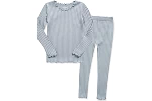 VAENAIT BABY 6M-12Y Infant Kids Toddler Junior Girls Soft Comfy Modal Tencel Shirring Sleepwear Pajamas 2pcs Set