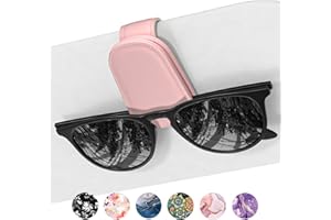 NPOOYI Sunglasses Holder for Car Visor, Magnetic Leather Car Sunglass Holder, Car Sun Visor Glasses Hanger Clip, Car Interior Accessories for Women Men, Fits All Size Eyeglasses, Pink