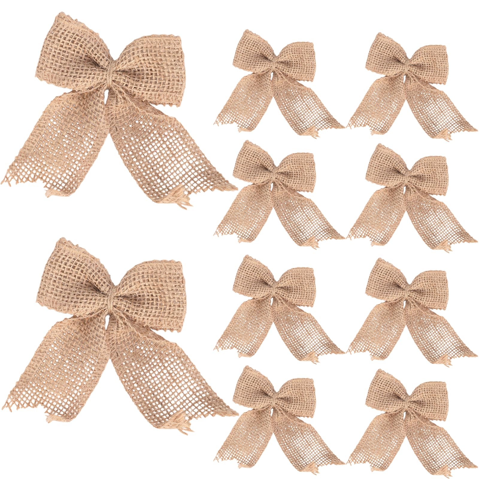 10Pcs Burlap Bows Rustic Wedding Decor Handmade Bow Tie Ornaments for Gift Wrapping DIY Crafts Home Party Decoration Supplies