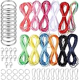 12 Colors Nylon String for Bracelets, Colorful Satin Rattail Silk Cord Nylon Beading Thread Lanyard Making Kit for Braided Bracelets Pendants Necklace Macrame Craft Keychains Lanyards Jewelry Making
