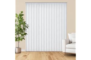 ACHIM Vertical Hard Window Patio Blinds - White, 84" L x 78" W Plain & 3-1/2-Inch Vane - Easy Installation for All Patio Doors, Hardware Included - Aluminum Track for Durability, Anti-Static Slats