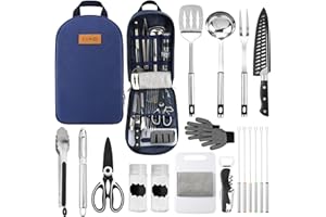 CONJGI Camping Cookware Storage Bag - Camping Cooking Utensils Set Bag Camping Tool Portable Storage Bag Suitable for Knife, Fork, Spoon, Chopping Board, Chef's Knife,Kitchenware Storage