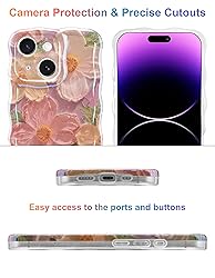 Jusy Case for iPhone 14, Colorful Retro Oil
