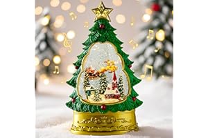 RARAXUAN Musical Christmas Snow Globe Lantern - Glittering Prelit Christmas Tree Santa and Elk, USB Lined or Battery Operated Lighted - Christmas Decorations Indoor Home Decor