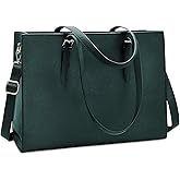 Laptop Bag for Women Waterproof Lightweight Leather 15.6 Inch Computer Tote Bag Business Office Briefcase Large Capacity Handbag Shoulder Bag Professional Office Work Bag Deepgreen