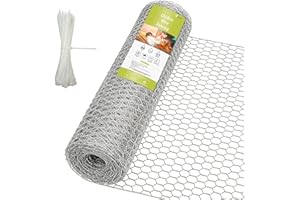 24 Rifny Chicken Wire Fencing, 16.5 Inch x 60 Feet Chicken Wire Mesh Roll for Garden Plants, 1 Inch Mesh Hexagonal Galvanized Metal Poultry Wire Netting for Chicken Coop Rabbit Dogs Barrier
