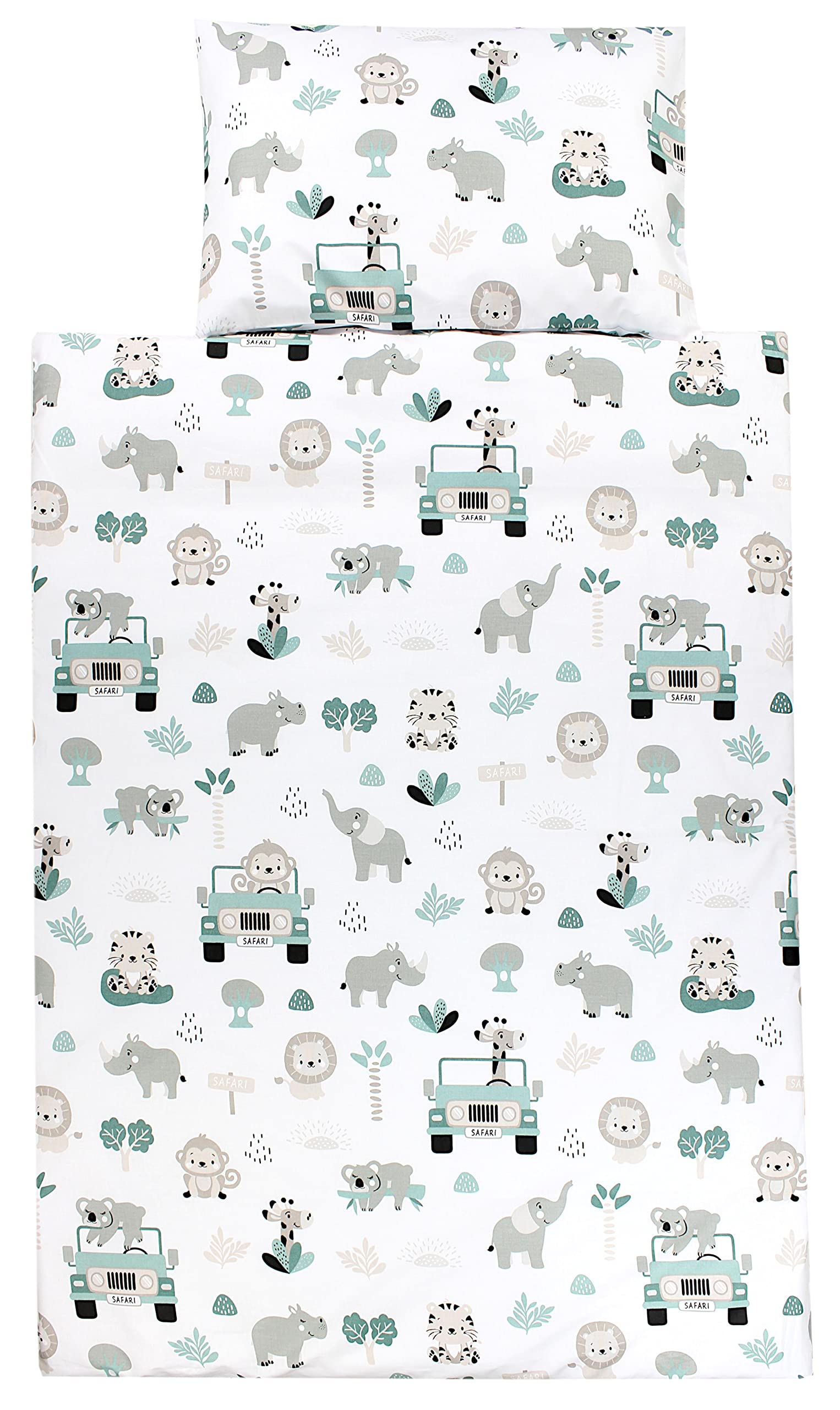 TupTam children's bedding set baby bedding duvet cover 100 x 135 120 x 90 pillowcase 40 x 60 boys girls 2-piece, Zoo Green, 120x90 cm — image 1