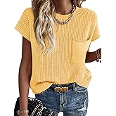 Imily Bela Summer Fall Short Sleeve Sweater for Women 2026 Crew Neck Ribbed Knit Vests Trendy Pullover Tops